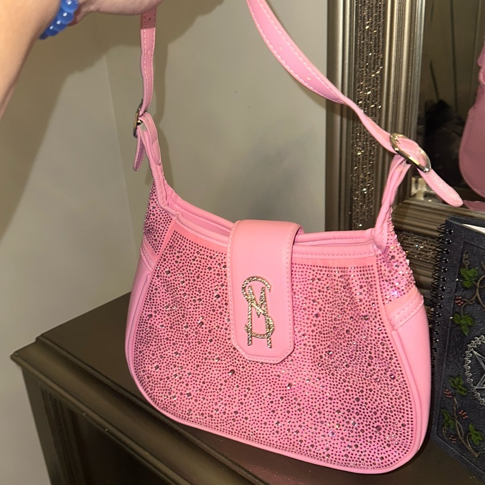 Steve Madden pink fondant rhinestone shoulder bag